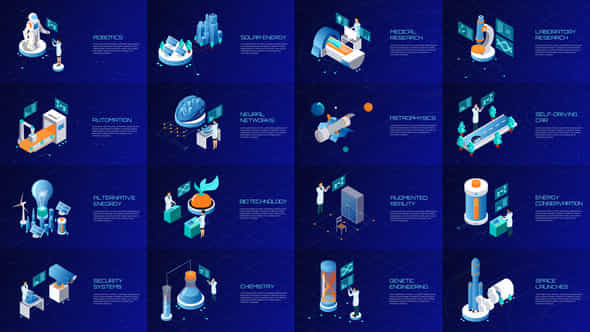 Science And Technology Isometric Concepts - VideoHive 23297886