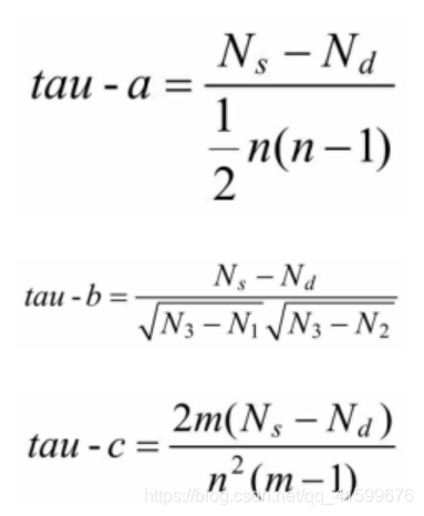三种肯德尔相关系数表达式