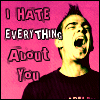 a square icon with a pink background. a guy is to the right screaming. pink and white text to the left reads 'I hate Everything about You'