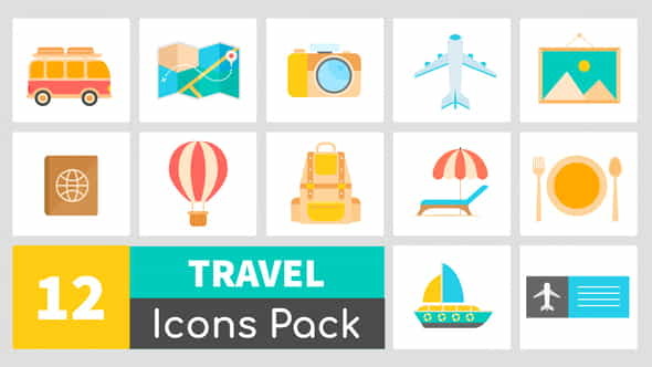 Animated Travel Icons Pack - VideoHive 24176803