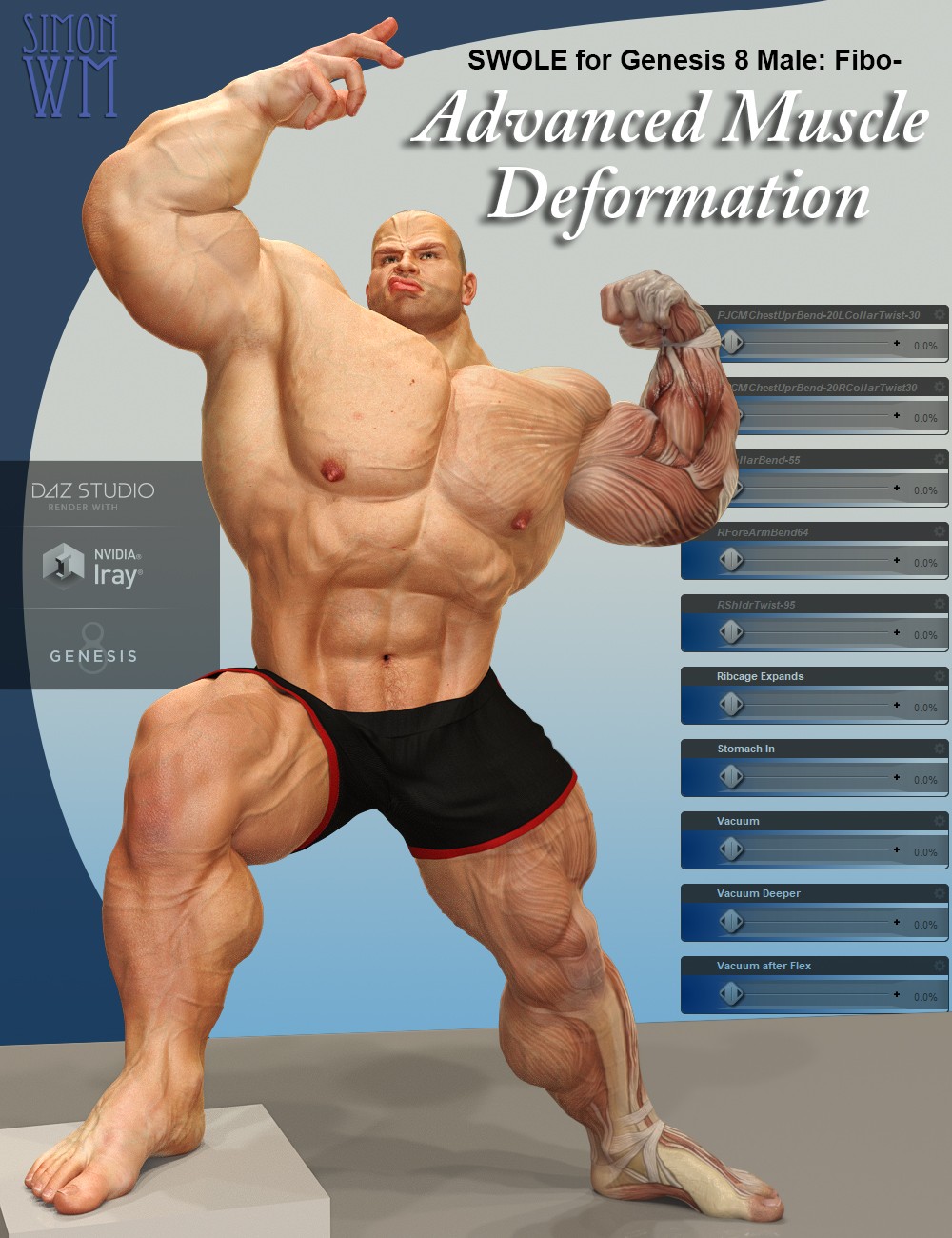 SWOLE for Genesis 8 Male Fibo - Advanced Muscle Deformation