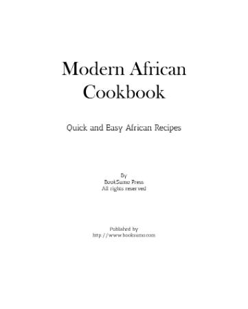 Modern African Cookbook   Quick and Easy African Recipes