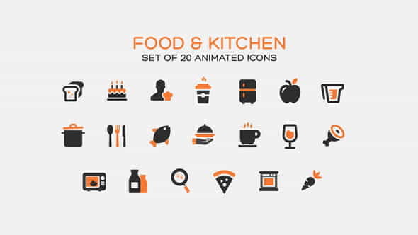 Food and Kitchen Icons - VideoHive 35554614