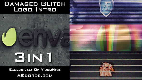 Damaged Glitch Logo Intro - - VideoHive 8318299