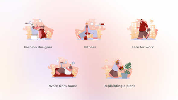 Work From Home Body Positive Flat Concept - VideoHive 48849920