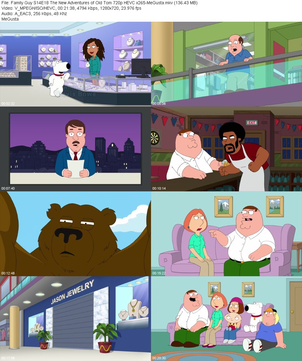 Family Guy S14E18 The New Adventures of Old Tom 720p HEVC x265-MeGusta