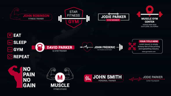 Gym Fitness Titles - VideoHive 54335107