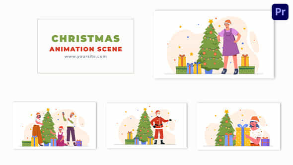 Christmas Festival Special Flat 2D Character Animation Scene - VideoHive 49662688