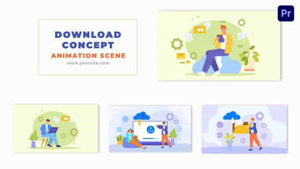 File Download Concept Flat Design Animation Scene - VideoHive 49480902