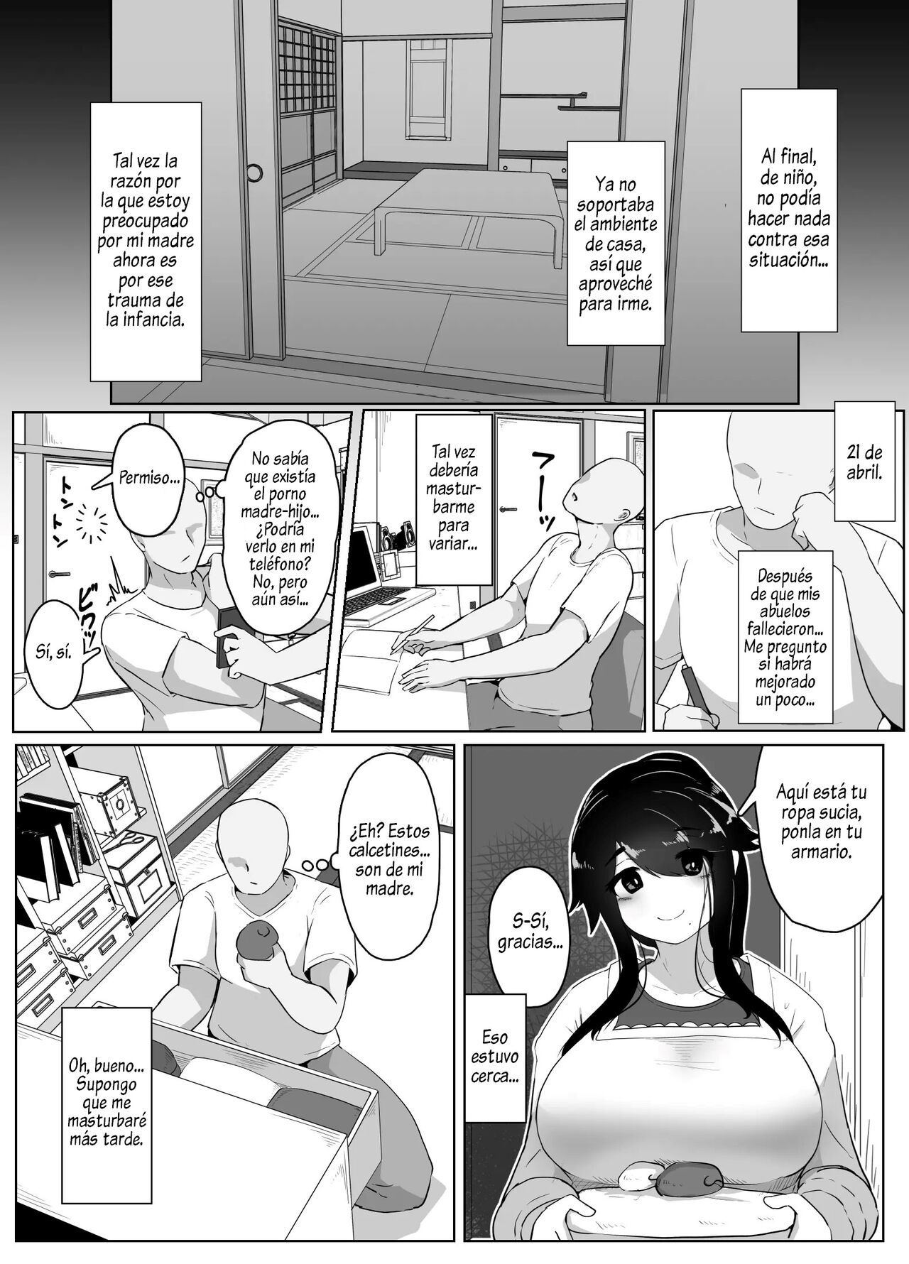 [hahayamoya (moya)] Oyasumi, Okaa-san I  Good Night, Mom I [Spanish]  [Al Chile no Sé Scan]