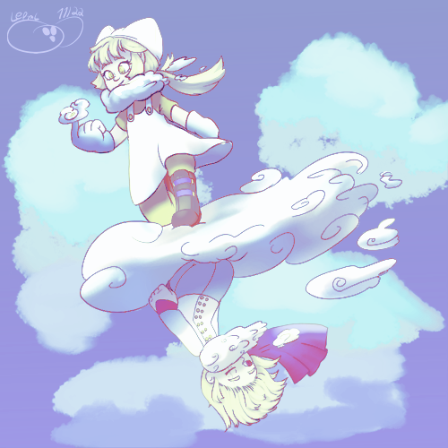 Olly and Olivia with the cloud Power up from Super
             Mario Galaxy