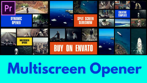 Multiscreen Slideshow Typography Intro Split Screen Opener Mogrt For Premier Pro - VideoHive 49791760