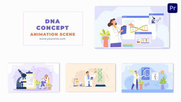 Dna Testing Process Vector Character Animation Scene - VideoHive 48803102