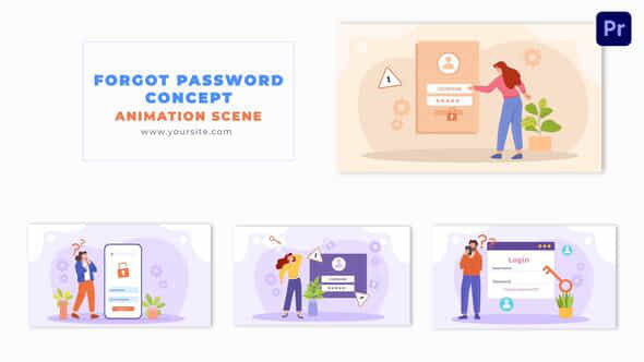 Forgot Password Concept Flat Vector Graphic Animation Scene - VideoHive 49480916