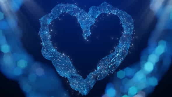 Elegant Blue Heart Background 4K - VideoHive 34137496