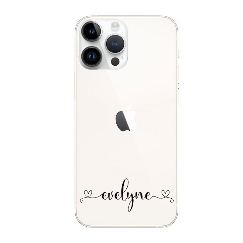 Coque Film pour Iphone 15 PRO prenom 4 coeur noir ou blanc eBay