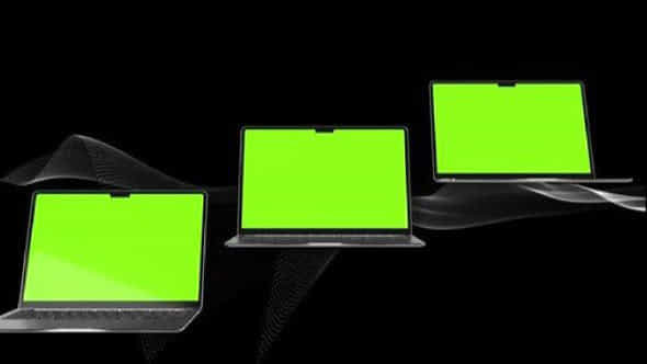 Laptop Mockup With Green Screen - VideoHive 53103395