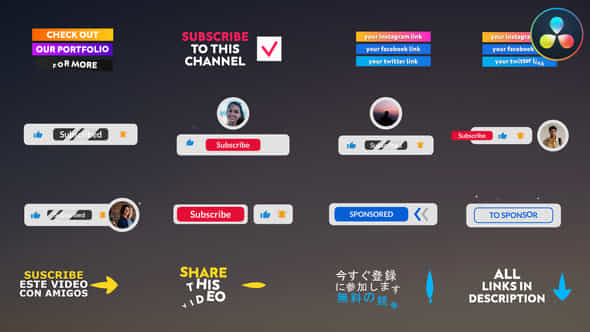 Youtube Lower Thirds And Buttons For Davinci Resolve - VideoHive 55996502