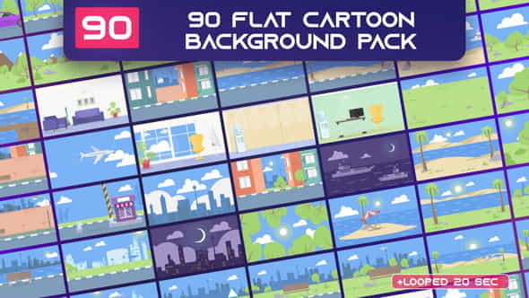 90 Flat Cartoon Background Pack - VideoHive 33333960