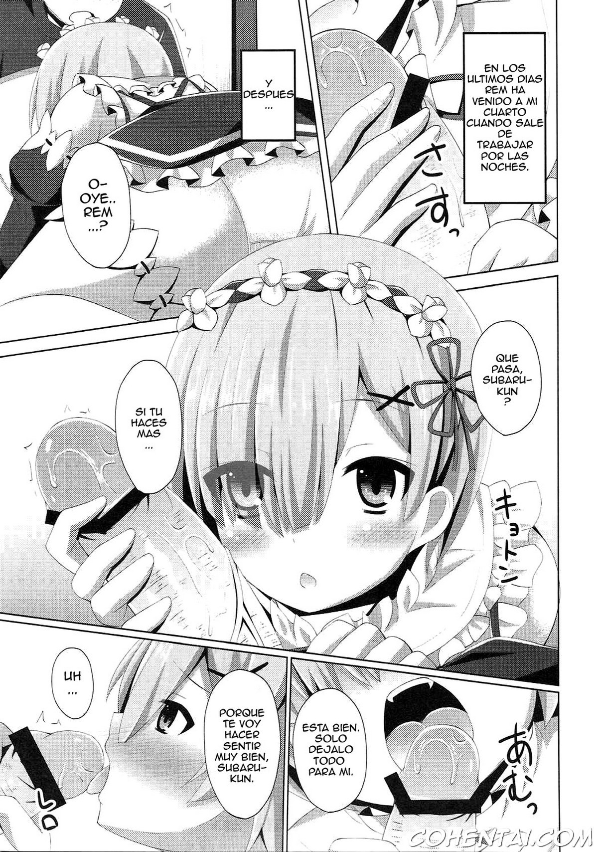 “A Subaru-kun Ecchi Shimasu?” “Chotto Barusu Nani Jiro Jiro Miten no yo” (Re:Zero Kara Hajimeru Isekai Seikatsu) xxx comics manga porno doujin hentai español sexo 