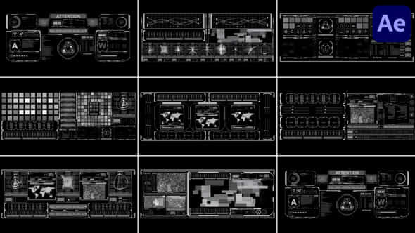 Hud Large Screens For After Effects - VideoHive 53178442