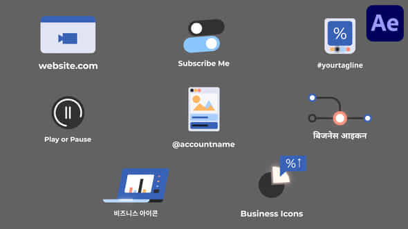 Business Marketing Icons And Titles For After Effects - VideoHive 56007304