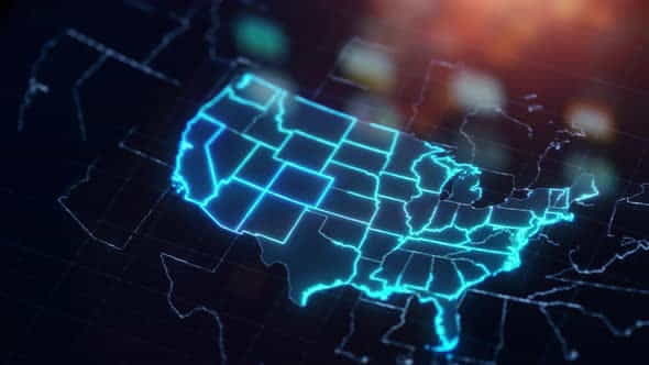 USA map with states digital - VideoHive 28774424