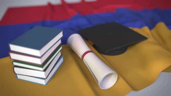Graduation Cap Books and Diploma - VideoHive 33803693