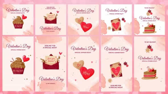 Valentines Day Invitation Instagram Posts Stories Cartoon Animation Pack - VideoHive 43078478