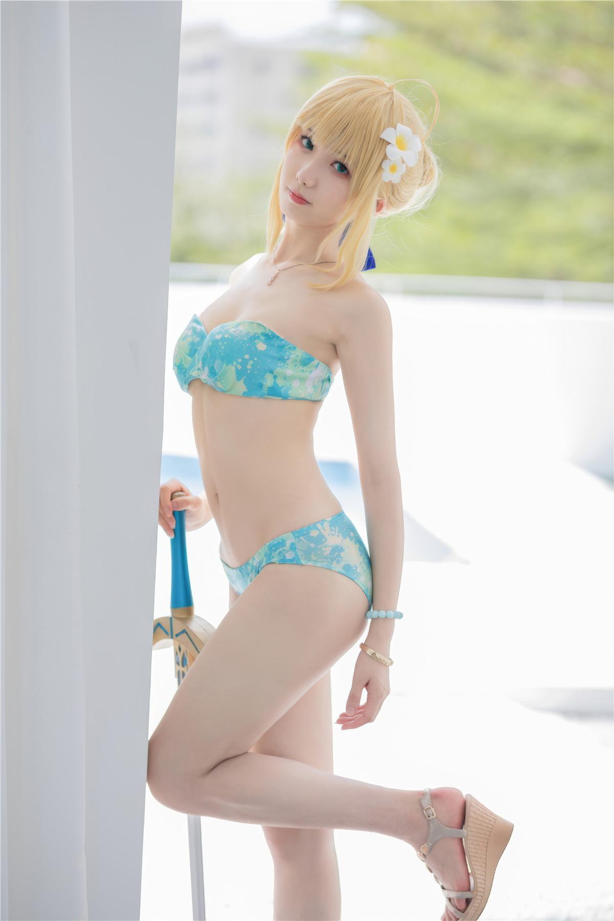 Cosplay 封疆疆v 阿尔托莉雅·潘德拉贡 泳装(32)