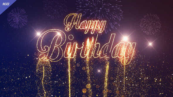 Happy Birthday Gold Line Flare Wish Black - VideoHive 58528181