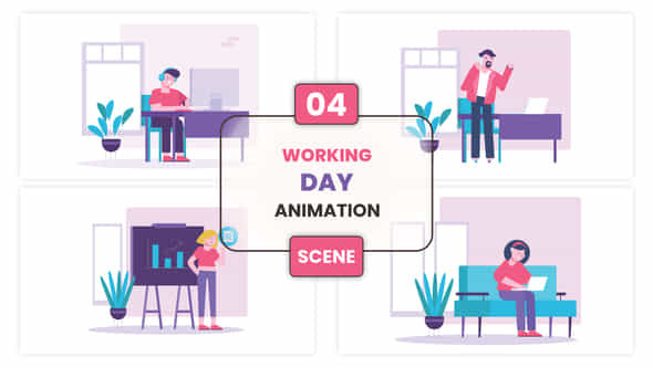 Working Day Animation Scene - VideoHive 53499298