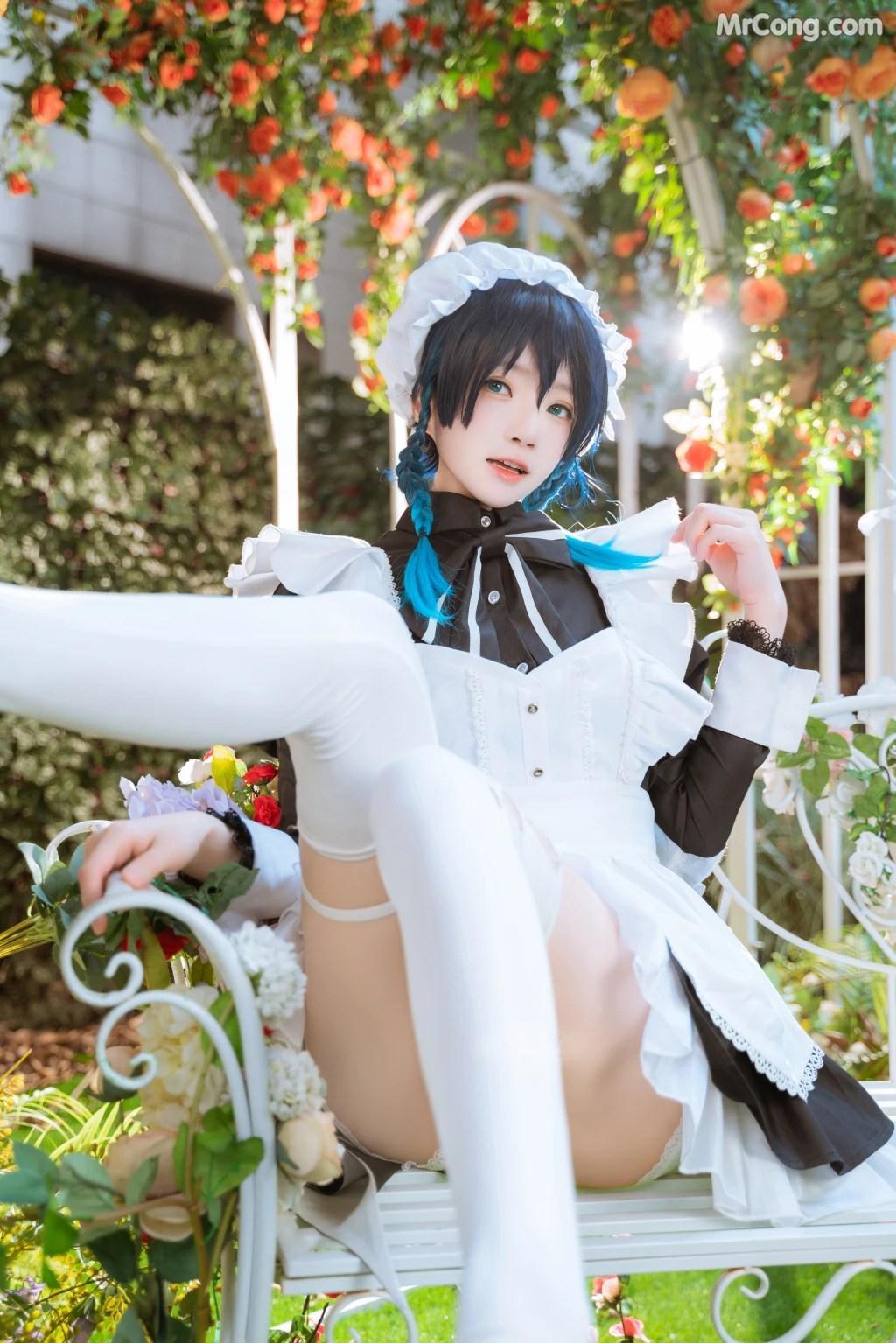 Coser@桜桃喵 Vol.141: 温迪女仆+花絮 (27 photos )