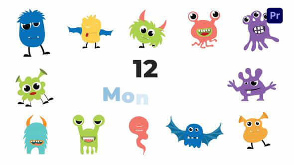 Cute Cartoon Monster Flat Design Animation Scene - VideoHive 49481222