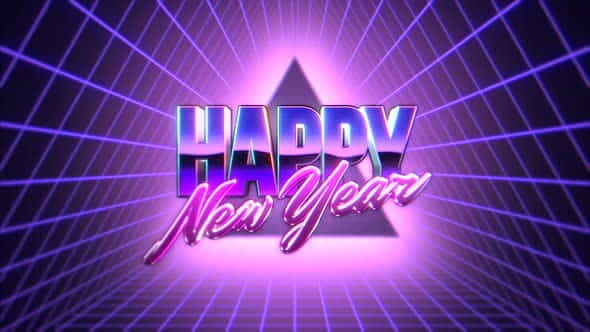 Animation intro text Happy New Year and abstract retro triangle, retro holiday background | Events - VideoHive 29426201