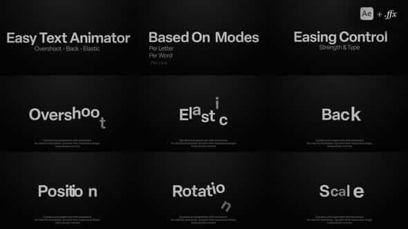 Text Animator Overshoot Elastic Bounce Effects With Easy Controls For Custom Title Animations - VideoHive 58843035