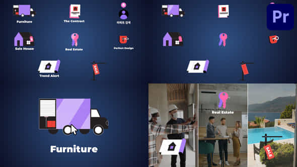 Real Estate Business Icons And Titles For Premiere Pro - VideoHive 52553888